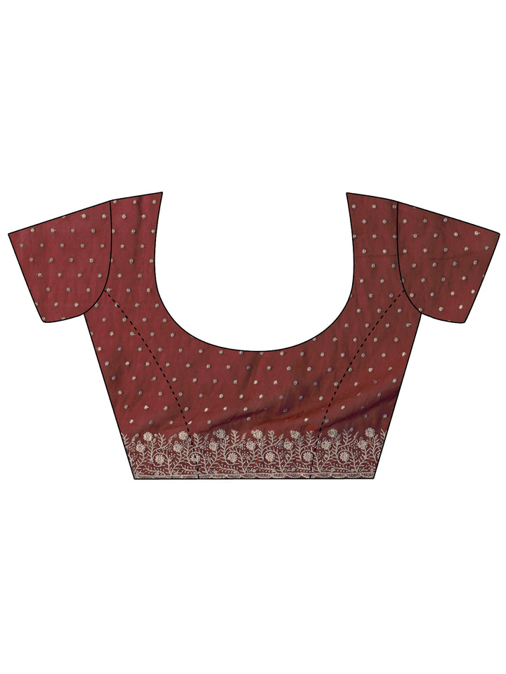 Libas Maroon Woven Design Tissue Saree with Floral Border