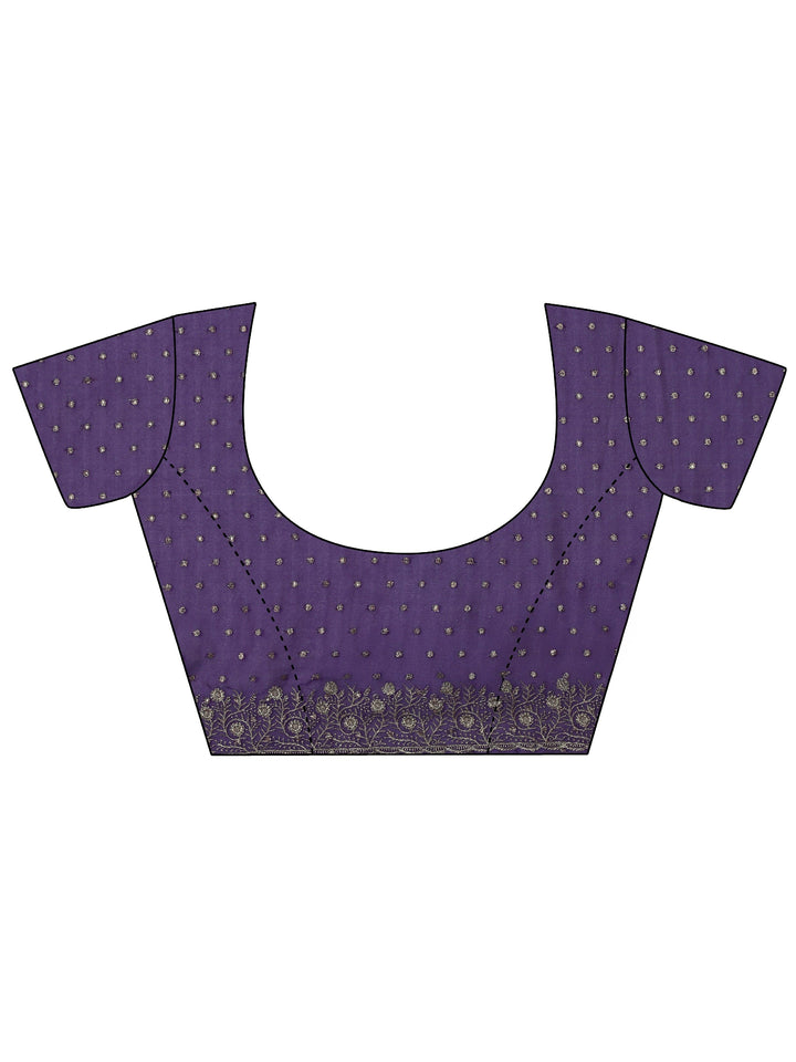 Libas Purple Woven Design Tissue Saree with Embroidered Border
