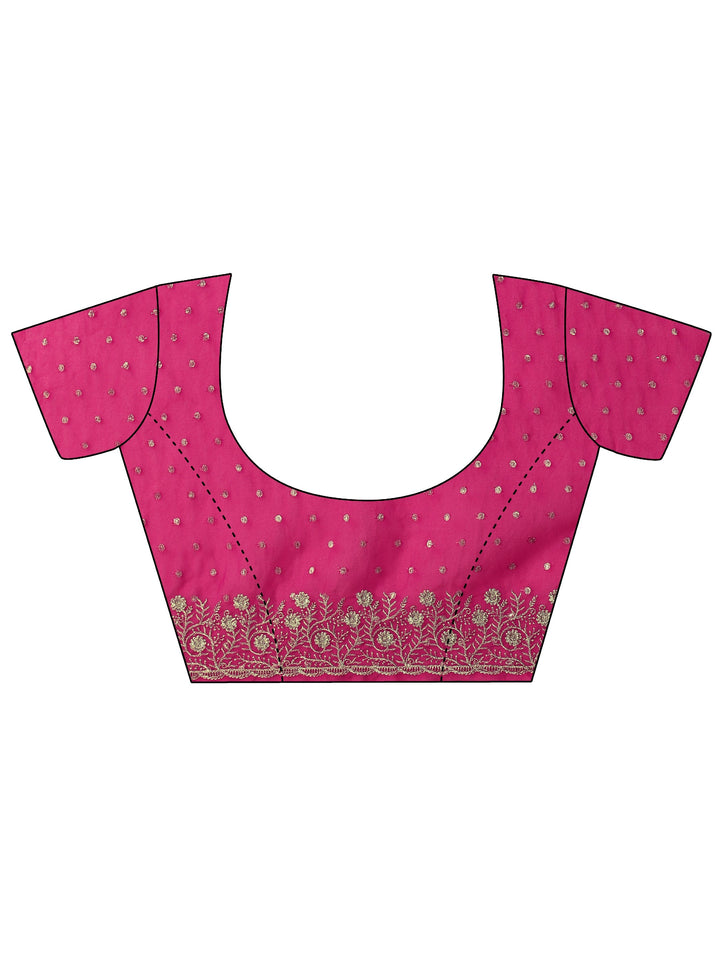 Libas Fuchsia Pink Woven Design Tissue Saree with Floral Border