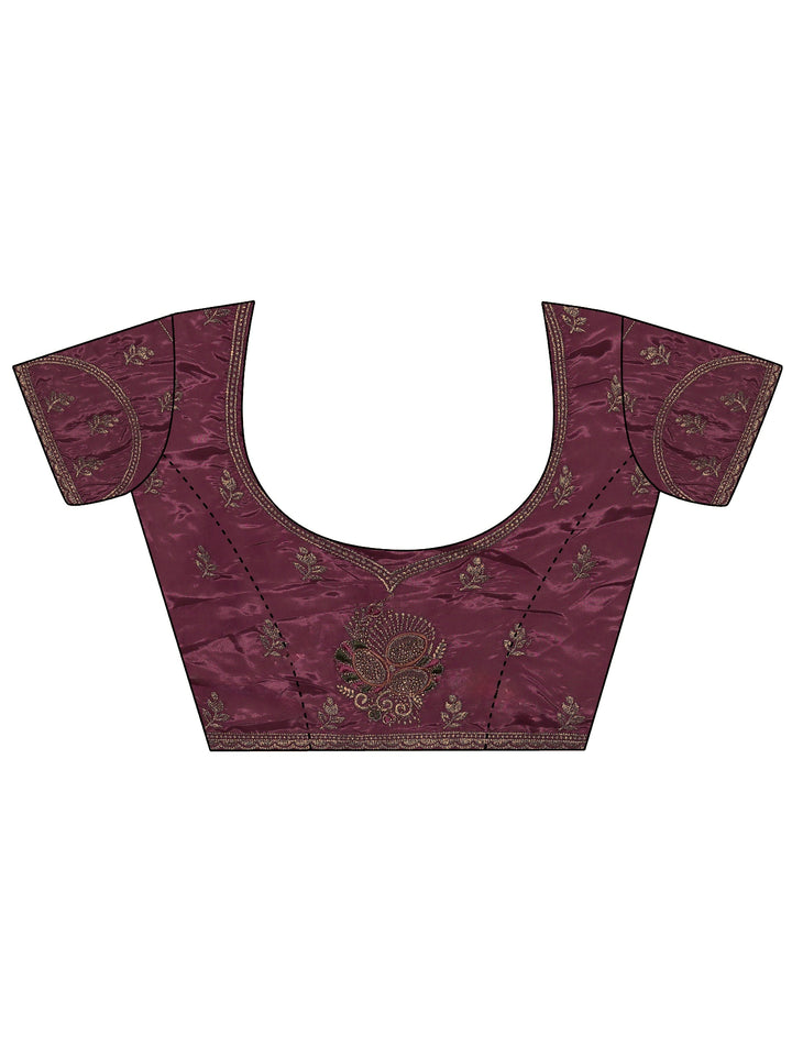 Libas Mauve Embroidered Satin Saree