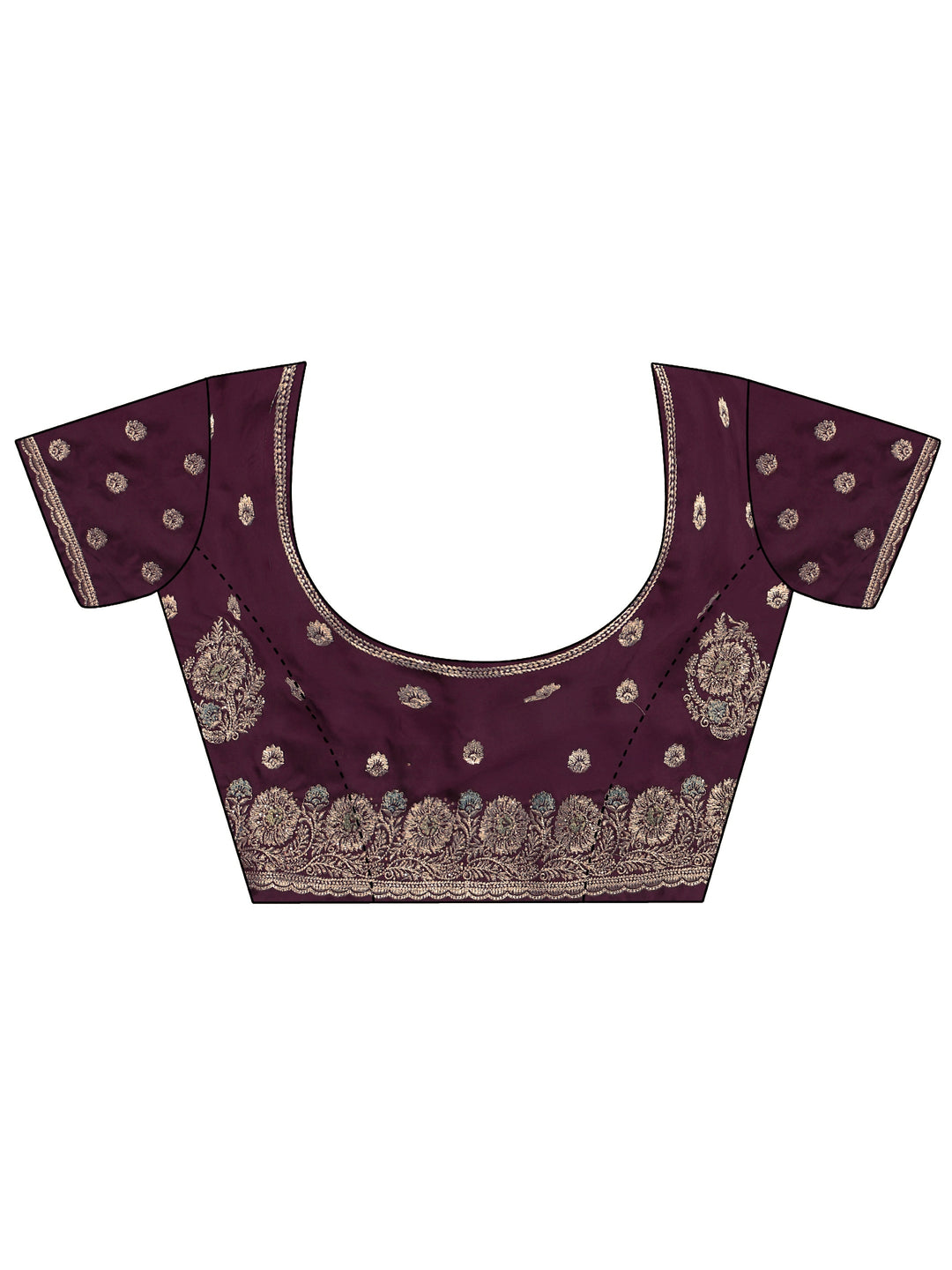 Libas Maroon Floral Embroidered Satin Saree