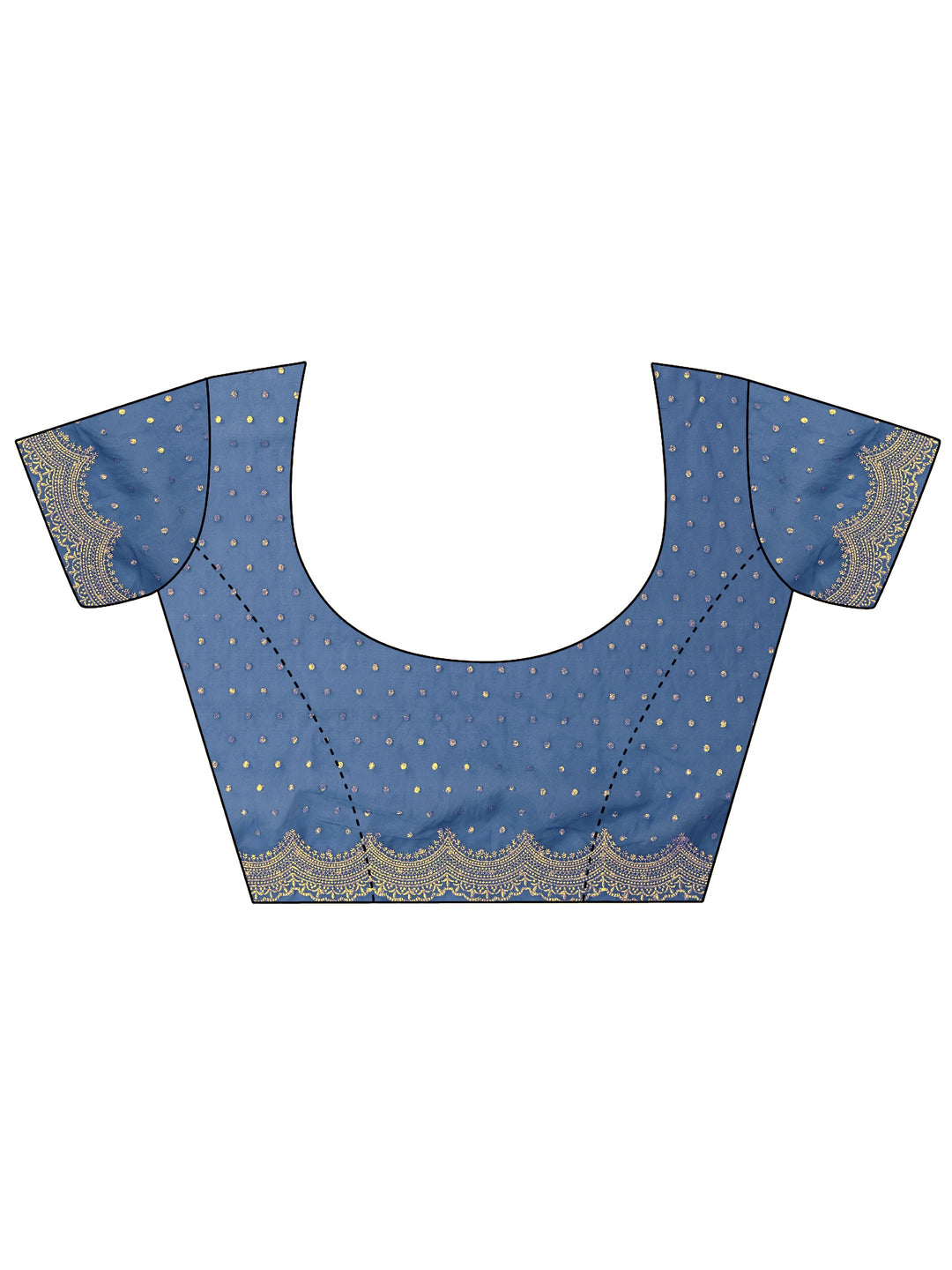 Libas Blue Woven Design Tissue Saree with Scalloped Border