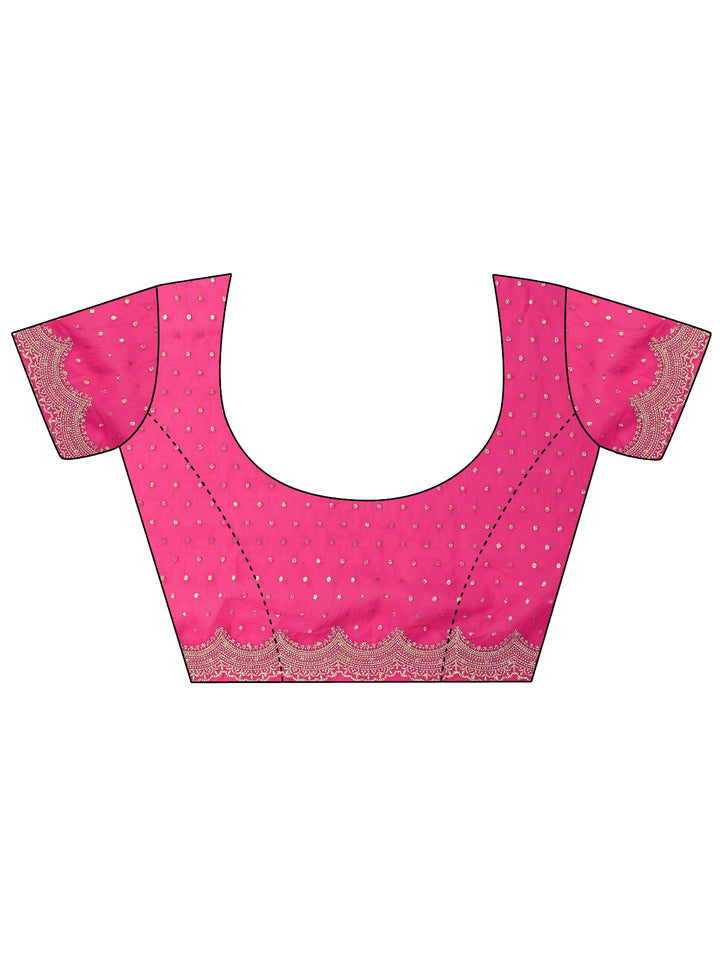 Libas Pink Woven Design Tissue Saree with Scalloped Border