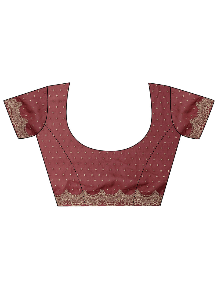 Libas Maroon Woven Design Tissue Saree with Scalloped Border