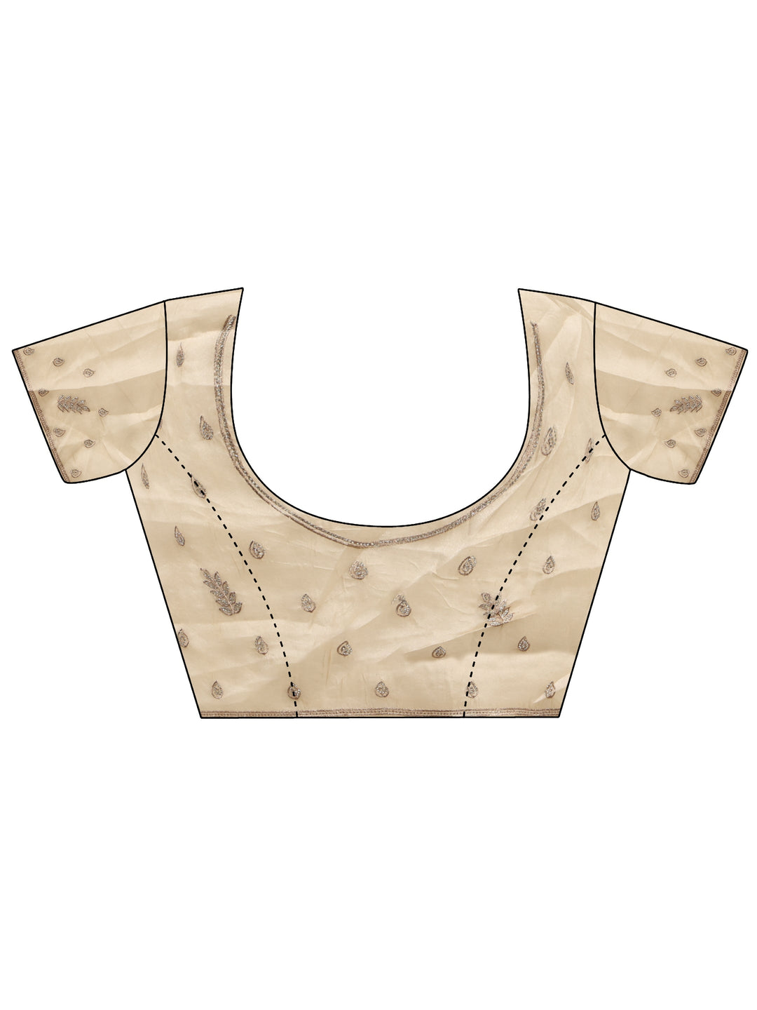 Libas Art Beige Leafy Stone Work Embellished Tissue Saree