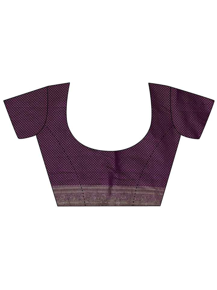 Libas Purple Floral Woven Design Silk Blend Saree with Stone Work