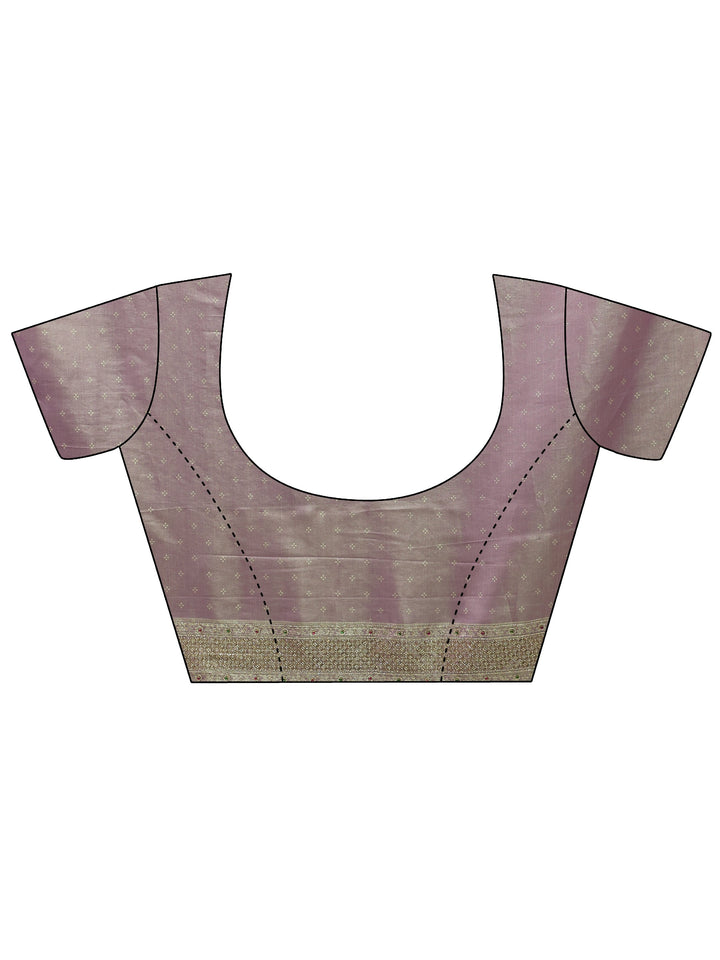 Libas Art Lavender Chevron Woven Design Silk Blend Embellished Saree