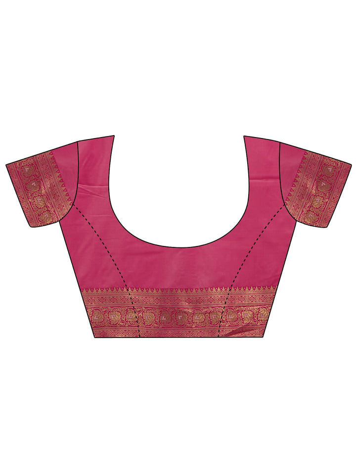 Libas Cream and Pink Woven Design Silk Blend Saree