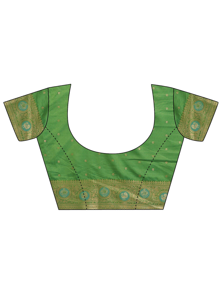 Libas Art Green Patola Style Woven Design Silk Blend Tassel Saree