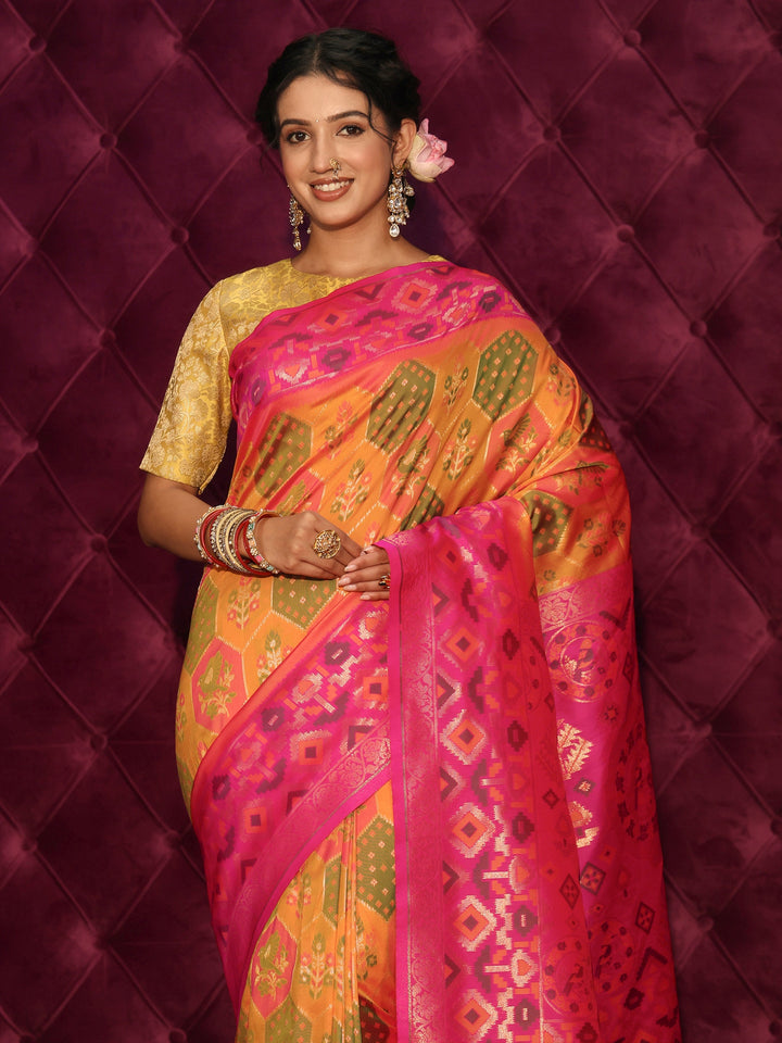 Libas Multicolour Ethnic Woven Design Silk Blend Tassel Saree