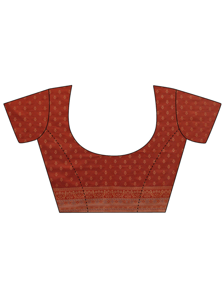 Libas Art Rust Orange Woven Design Silk Blend Saree