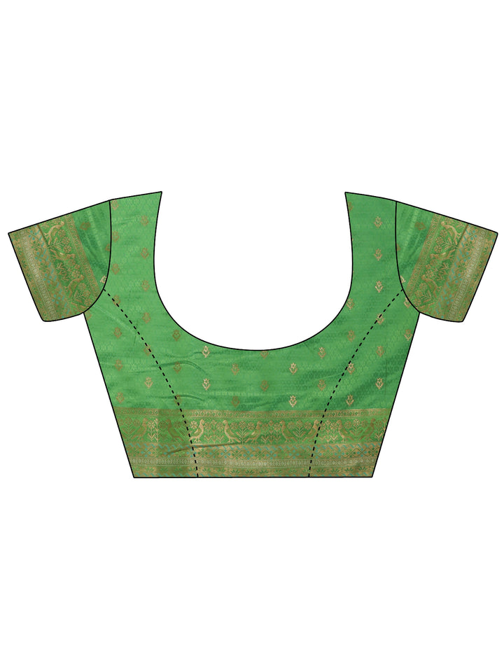 Libas Art Green Patola Style Woven Design Silk Blend Tassel Saree