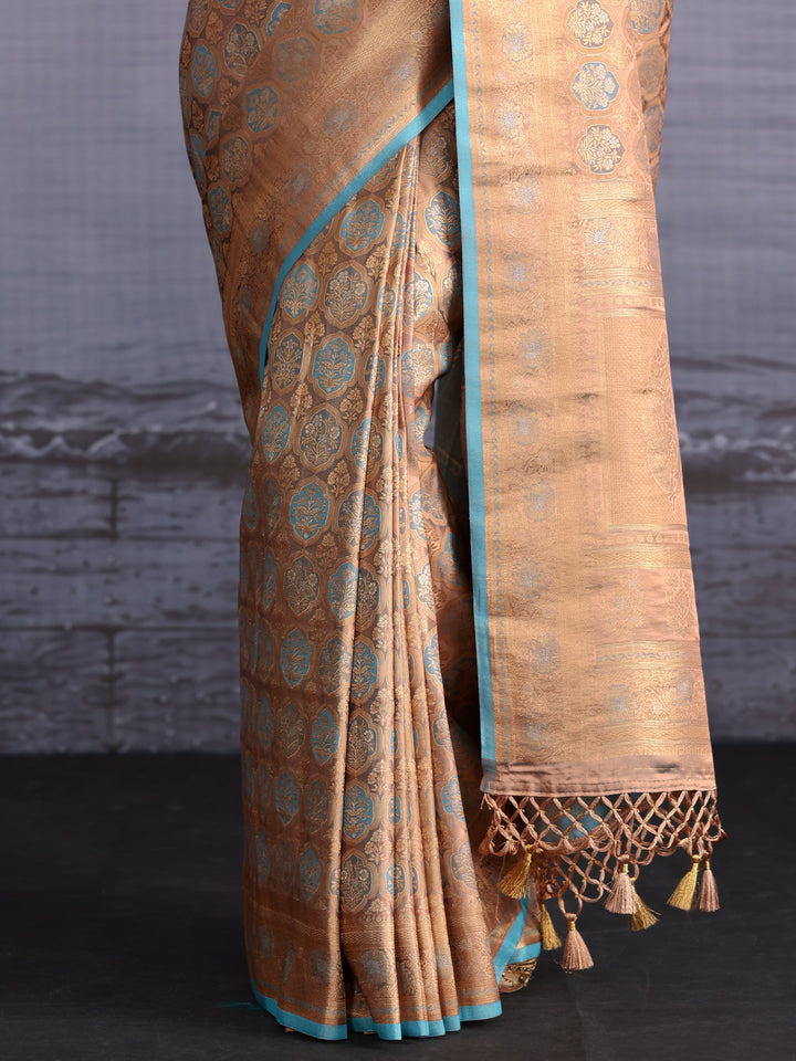 Libas Art Beige Woven Design Silk Blend Saree
