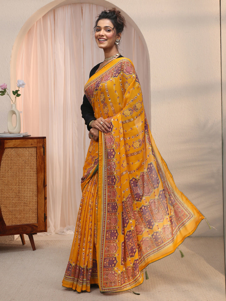Libas Navy Blue Ethnic Woven Design Silk Blend Saree
