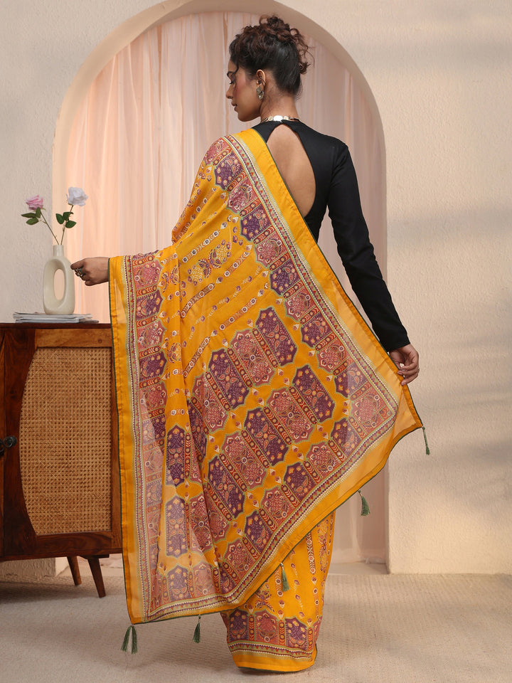 Libas Navy Blue Ethnic Woven Design Silk Blend Saree