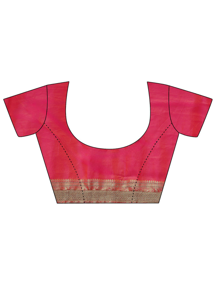 Libas Art Pink Floral Woven Design Silk Blend Saree with Embellishments