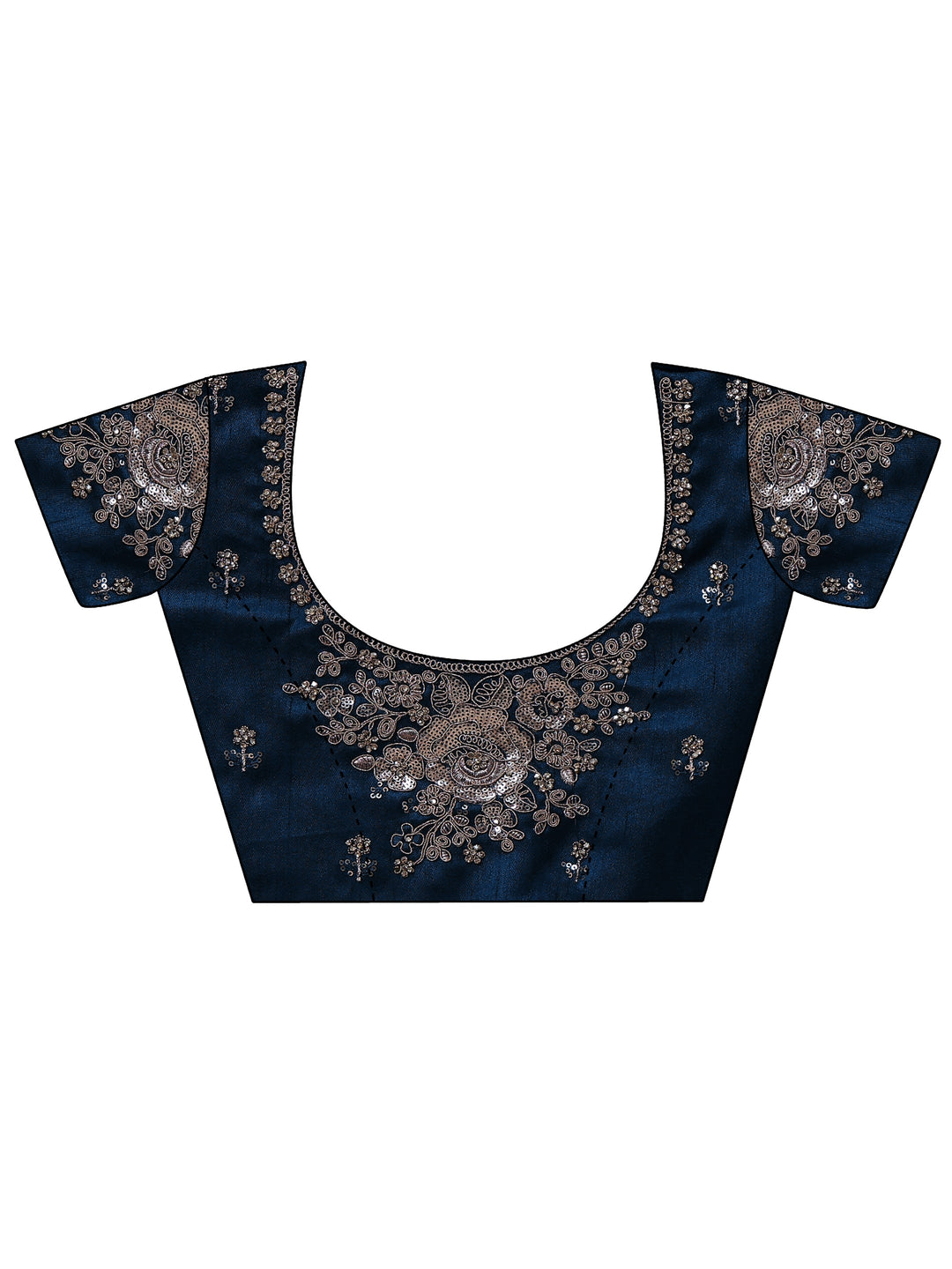 Libas Dusty Blue Floral Embellished Tissue Saree