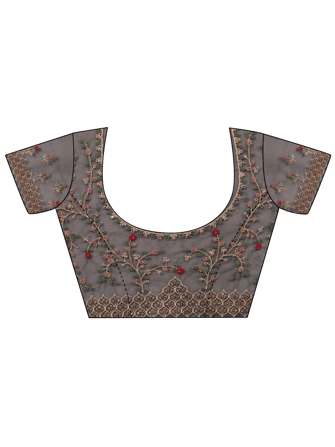 Libas Art Black Floral Embroidered Stone Work Net Saree