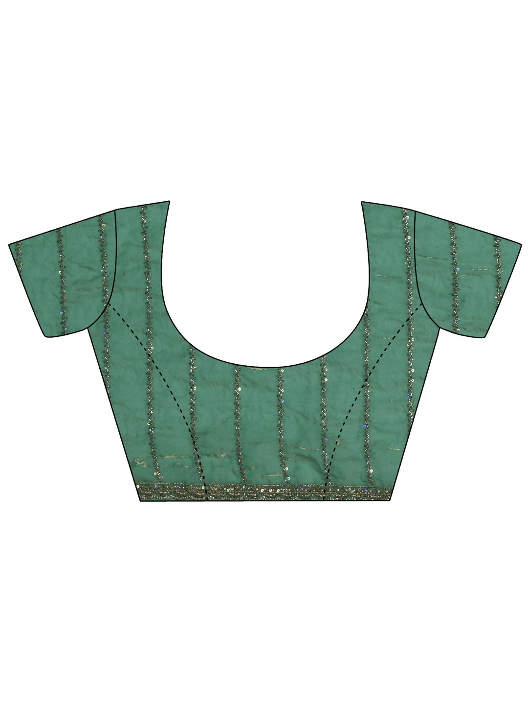 Libas Green Sequin Embellished Tissue Saree