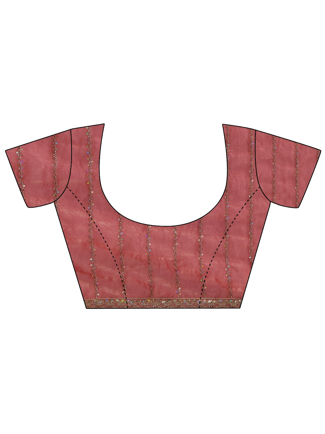 Libas Peach Sequin Embellished Tissue Saree