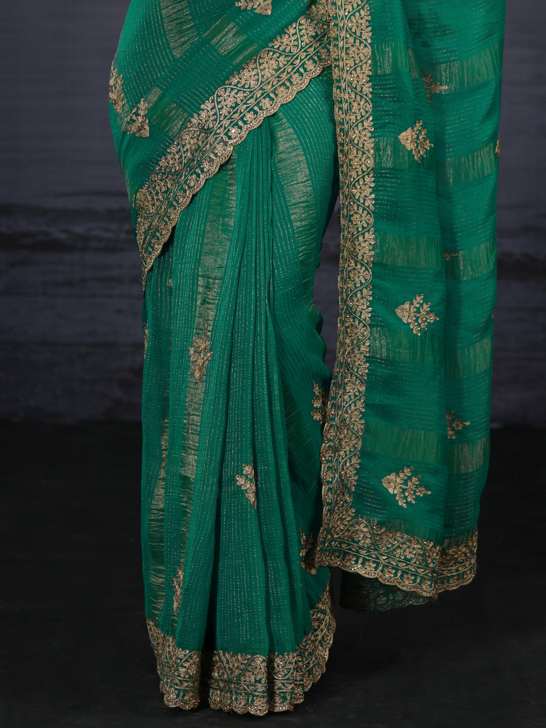Libas Green Embroidered Georgette Saree