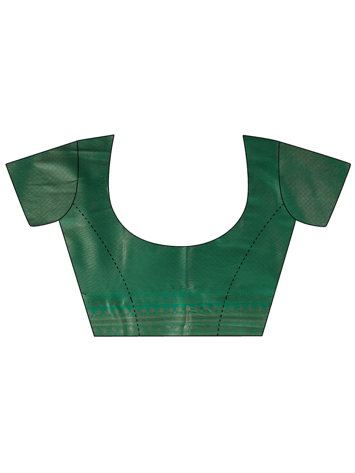 Libas Light Green and Dark Green Floral Woven Design Silk Blend Saree