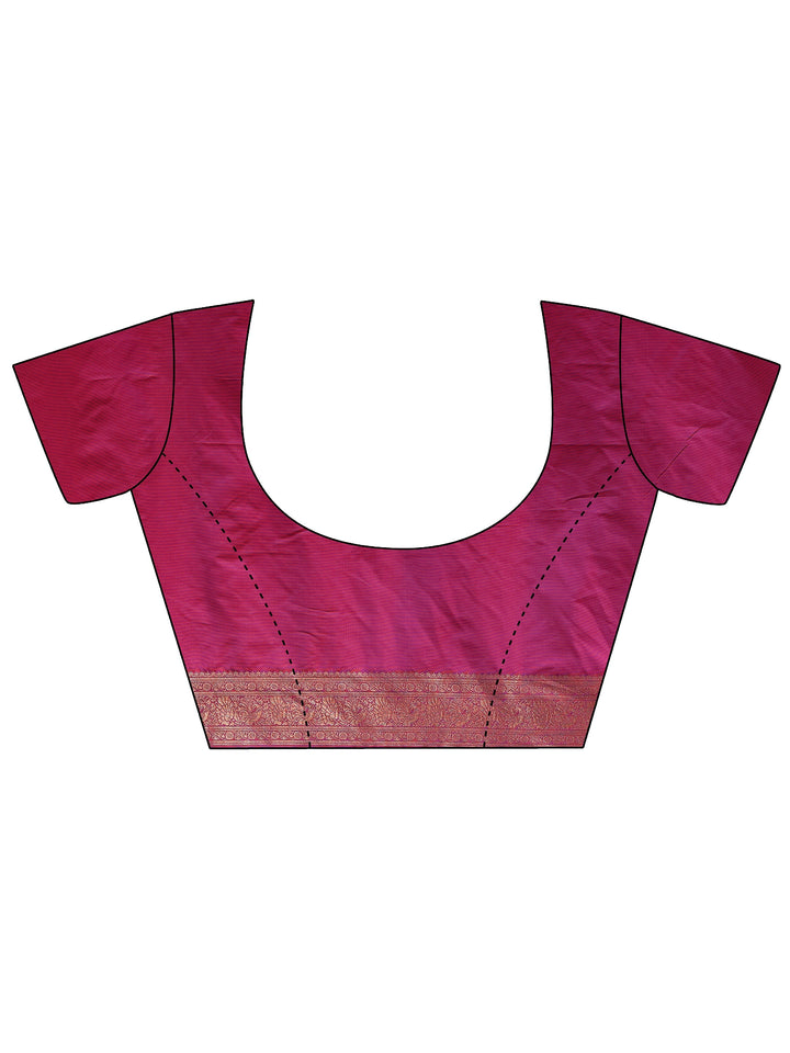 Libas Cerulean Blue and Pink Woven Design Silk Blend Banarasi Saree