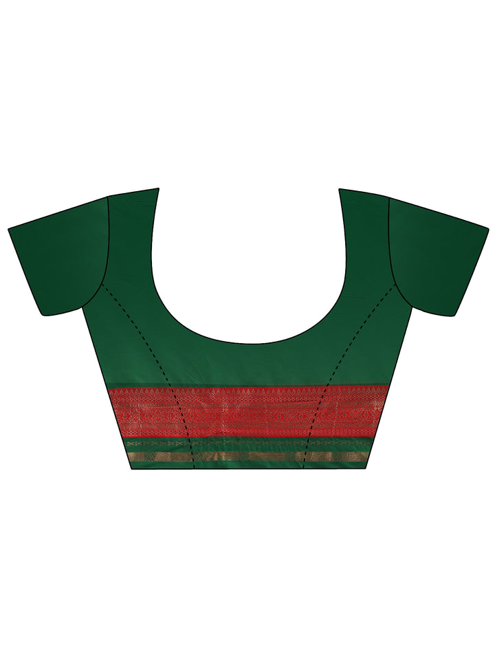 Libas Green and Red Woven Design Silk Blend Saree