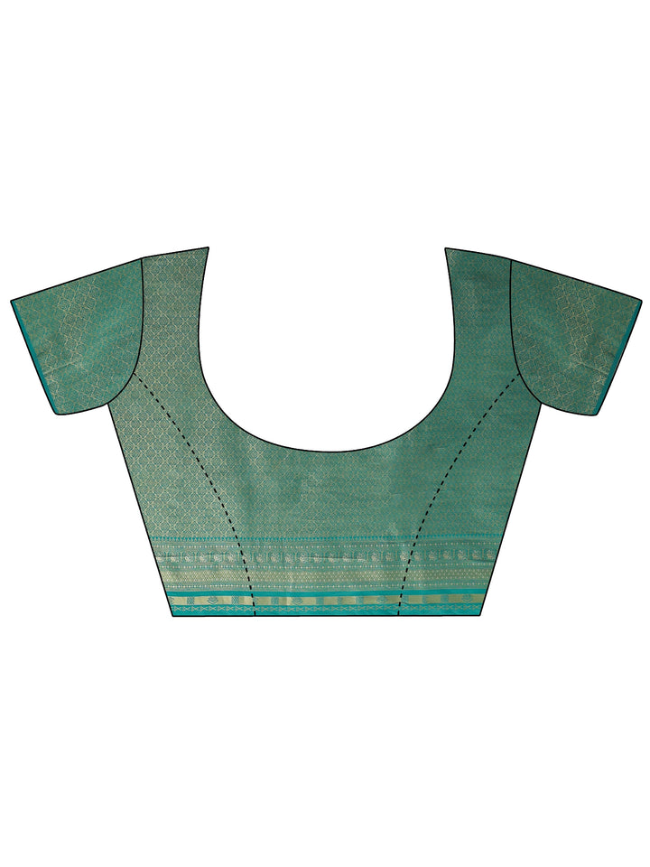 Libas Mustard and Green Floral Woven Design Silk Blend Saree