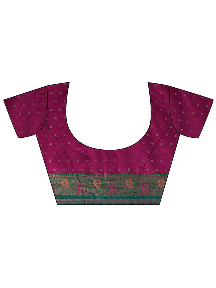 Libas Purple and Green Woven Design Silk Blend Saree