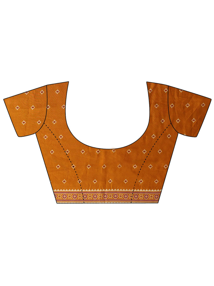 Libas Mustard Ajrakh Printed Silk Blend Saree