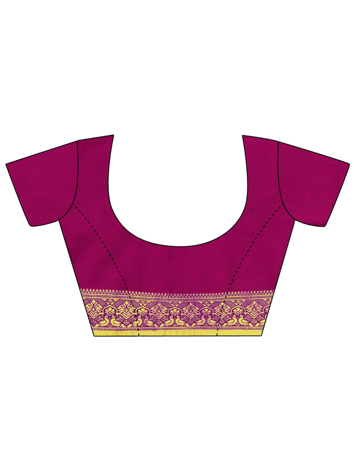 Libas Beige and Purple Floral Woven Design Silk Blend Saree
