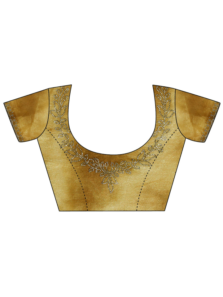 Libas Mustard Stone Work Embellished Tissue Saree