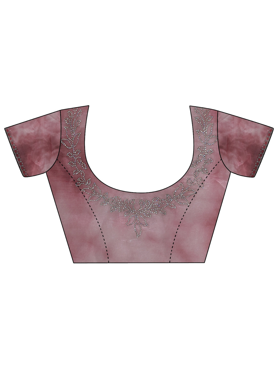 Libas Pink Stone Work Embellished Tissue Saree