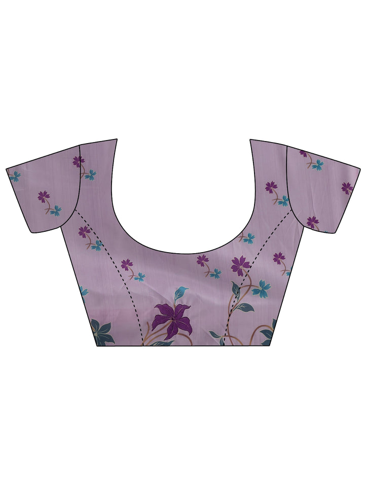 Libas Purple Floral Embroidered Silk Blend Saree