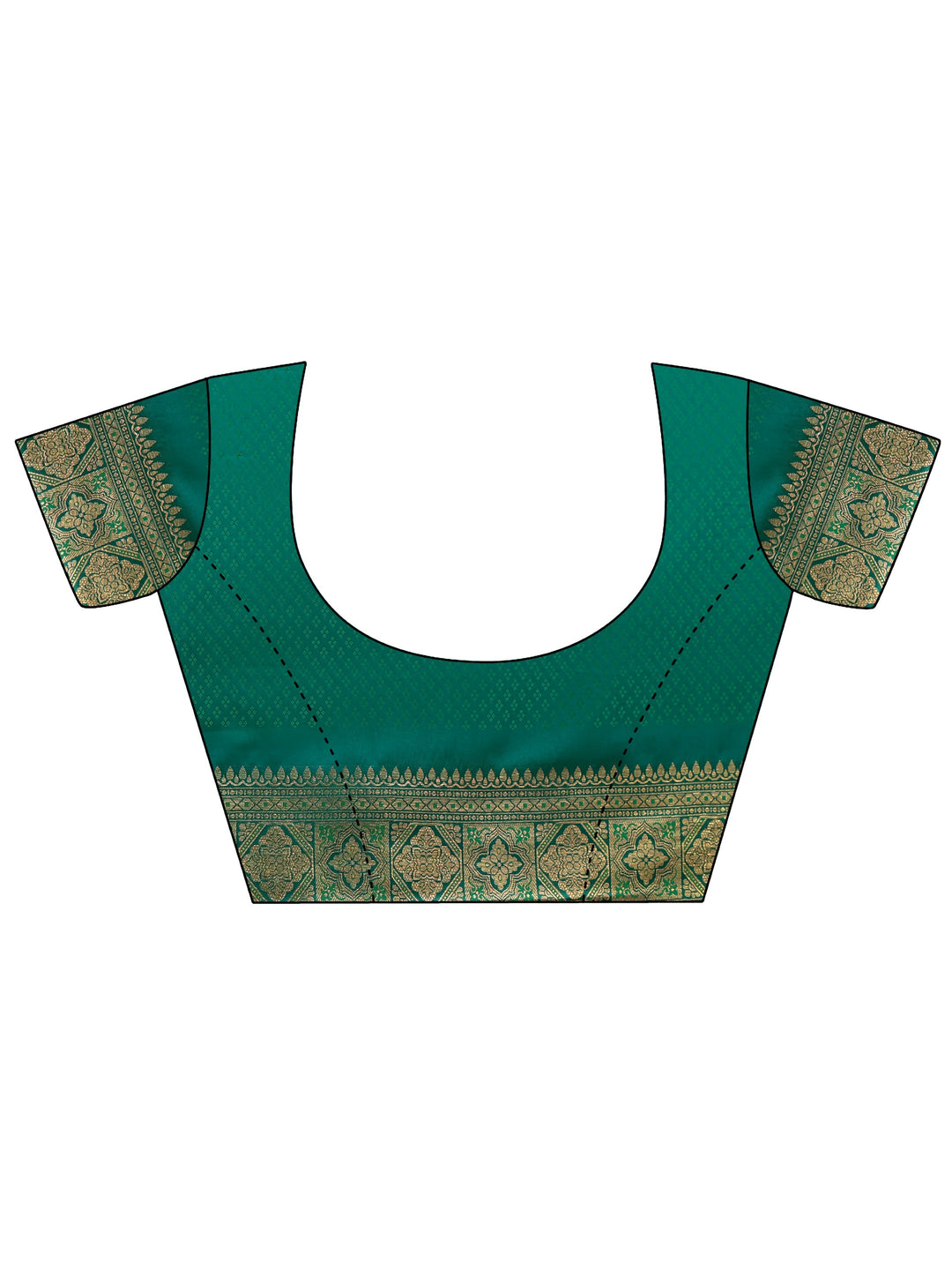 Libas Peacock Green Ethnic Woven Design Satin Saree