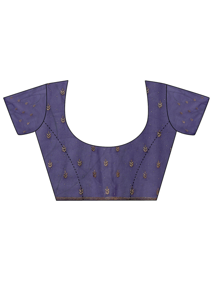 Libas Purple Floral Embroidered Net Saree