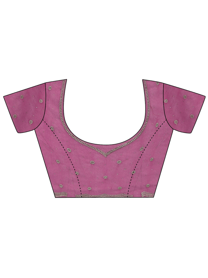 Libas Magenta Floral Embroidered Net Saree