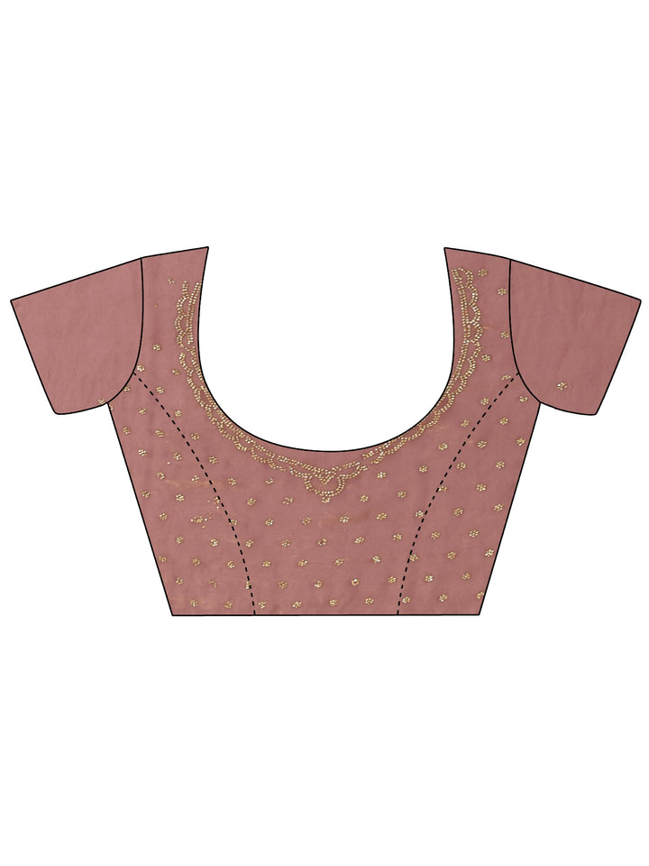 Libas Peach Pink Embellished Tissue Saree