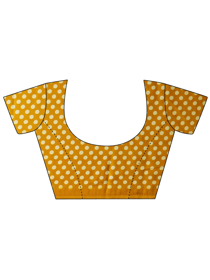 Libas Mustard Polka Dot Printed Silk Blend Saree