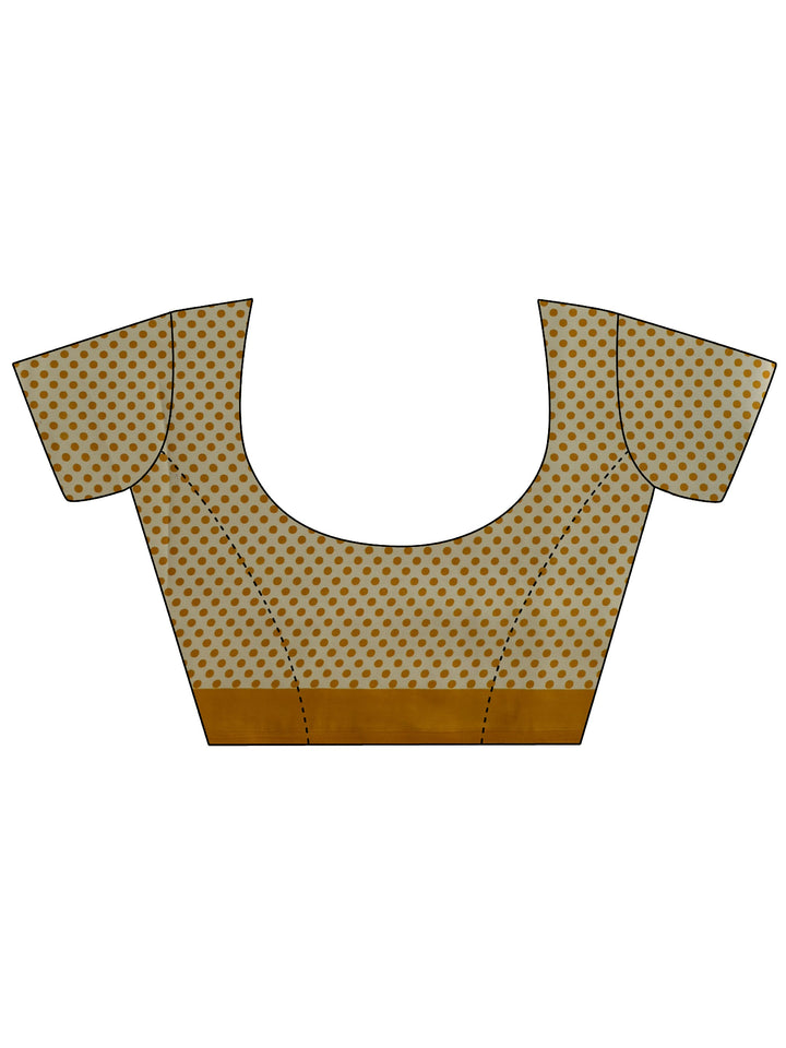 Libas Cream and Mustard Polka Dot Printed Silk Blend Saree
