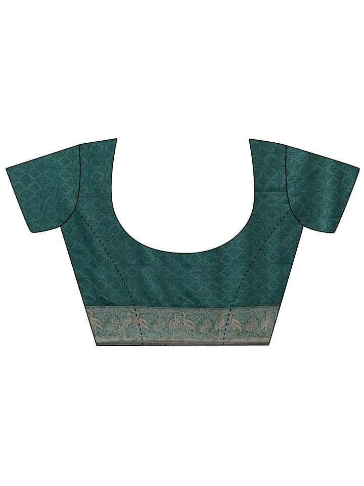 Libas Art Teal Blue Ethnic Woven Design Satin Saree