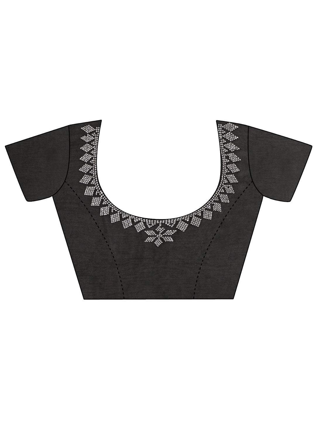 Libas Black Sequin Embellished Chiffon Saree with Scalloped Border