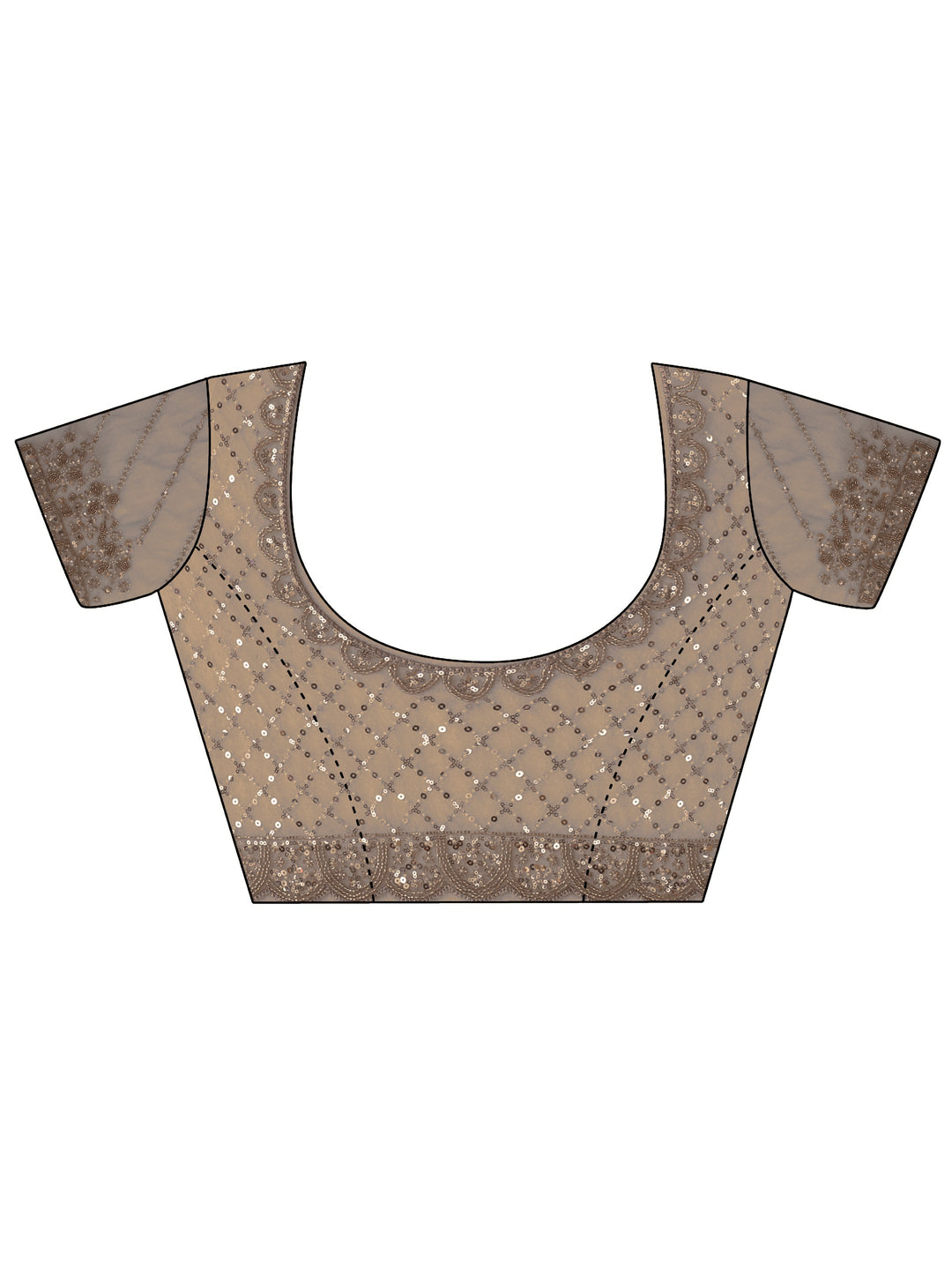 Libas Art Grey Embellished Net Saree with Scalloped Border