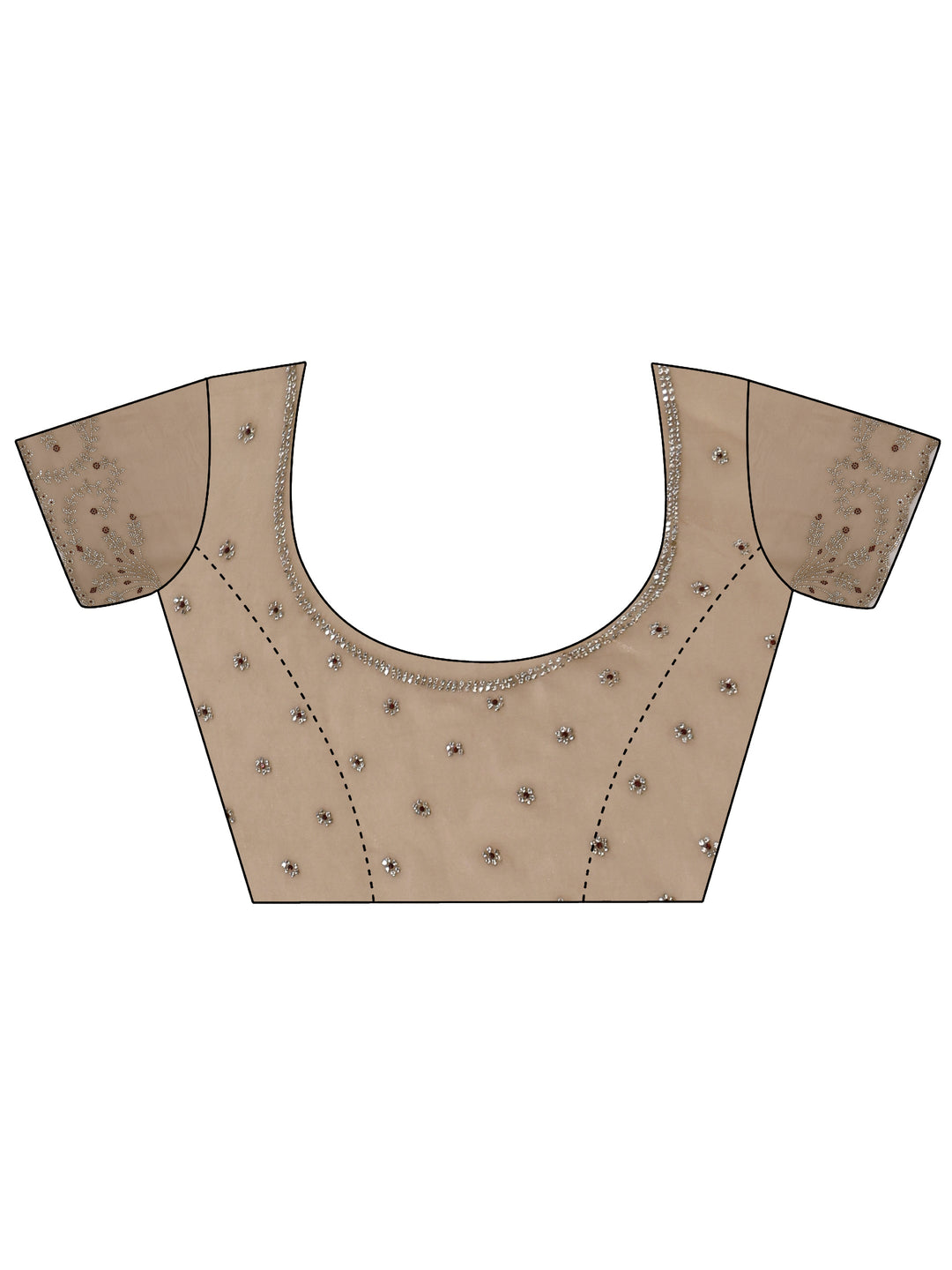 Libas Art Beige Tissue Saree with Embellished Scalloped Border