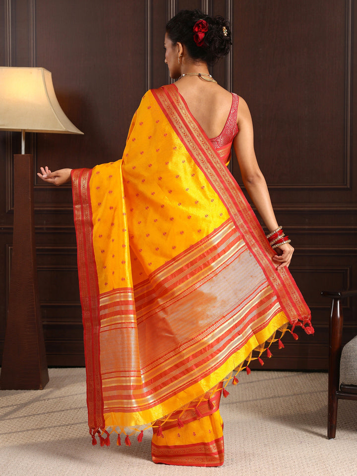 Libas Yellow Ethnic Motif Woven Design Silk Blend Saree