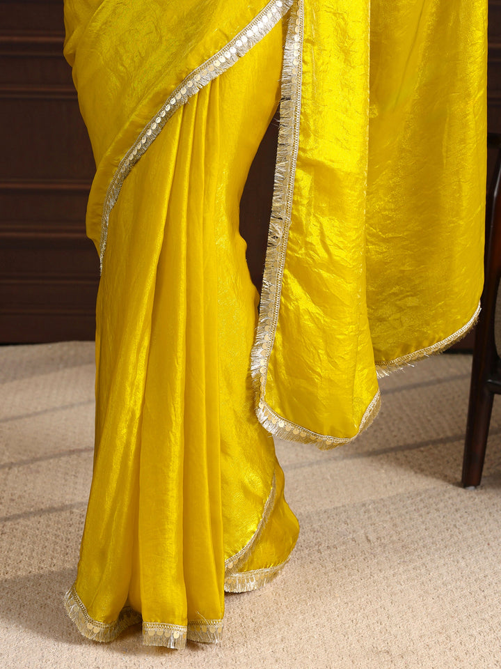 Libas Green Tissue Saree with Gota Border