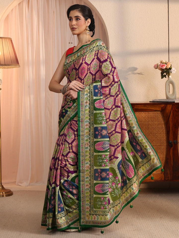 Libas Multicolour Ethnic Printed Silk Blend Saree