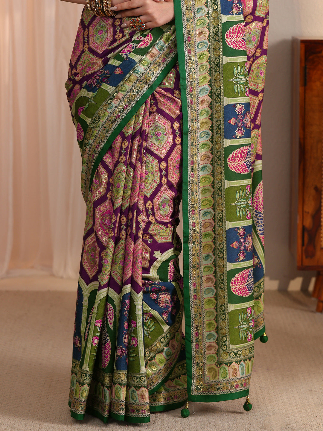 Libas Multicolour Ethnic Printed Silk Blend Saree