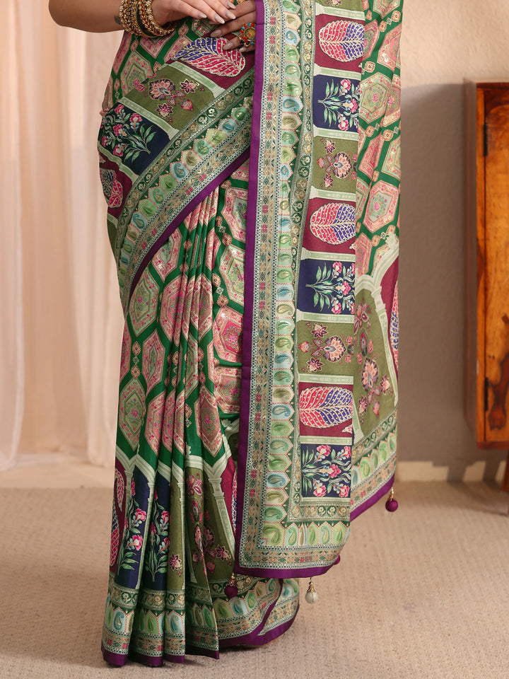 Libas Multicolour Ethnic Printed Silk Blend Saree
